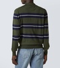 Striped wool and silk polo sweater
