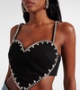 Heart crystal-embellished crop top