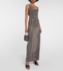 Asymmetric embellished maxi dress