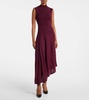 Asymmetric virgin wool midi dress