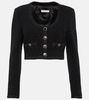 Checked cropped tweed blazer