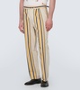 Striped mid-rise cotton straight pants