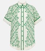 Olive printed cotton and silk shirt