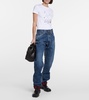 Checked-detail straight jeans