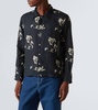 Football Silhouette printed linen shirt