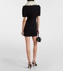 Pinstripe collared wool-blend minidress