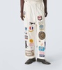 Cambridge patch-appliqué cotton canvas wide-leg pants