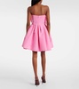 Floral-appliqué silk faille cocktail dress