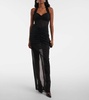Ruched sheer mesh maxi dress