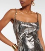 Chain-detail snake-print gown