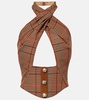 Checked halterneck wool-blend top
