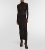 Distressed wool-blend midi dress