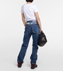 Checked-detail straight jeans