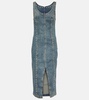 Embellished denim midi dress