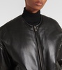 Leather bomber jacket