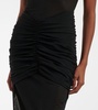 Ruched sheer mesh maxi dress