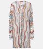 Printed lamé beach cover-up