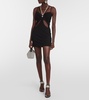 Crystal-embellished cutout minidress
