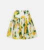 Floral pleated cotton poplin miniskirt