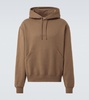 Logo embroidered cotton fleece hoodie
