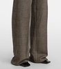 Cognac houndstooth wool-blend straight pants