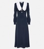Collared silk-blend midi dress