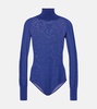 Sheer turtleneck wool bodysuit