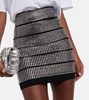 Crystal-embellished jersey miniskirt