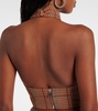 Checked halterneck wool-blend top
