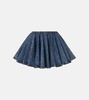 Pleated denim miniskirt
