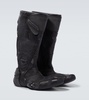 Biker embossed leather knee-high boots