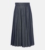 Vale pleated denim midi skirt