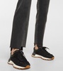 Nylon and suede sneakers
