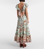 Floral tiered linen maxi dress