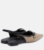 Leather-trimmed slingback flats