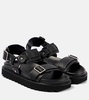 Debossed leather platform sandals