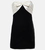 Bow-detail strapless velvet minidress