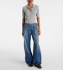 Belted low-rise wide-leg jeans