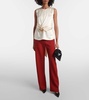 Tizzy belted gathered silk top