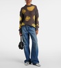 Embroidered open-knit sweater