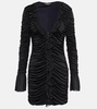 Deep V-neck ruched minidress