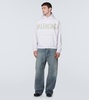 Tape Type Ripped Pocket Hoodie Large Fit in White