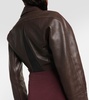 Cropped leather biker jacket