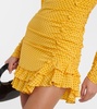 Polka-dot ruffled silk minidress