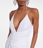 Asymmetrical halterneck midi dress