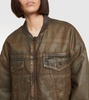 Coated denim bomber jacket