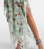 Tiered printed silk maxi dress