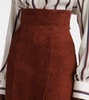 High-rise suede midi skirt