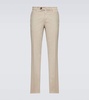 Mid-rise cotton-blend slim pants