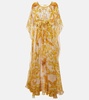 Majolica silk chiffon maxi dress